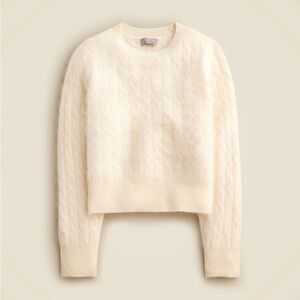 J.Crew Luxe Brushed Cashmere Shrunken Cable Knit Crewneck Sweater